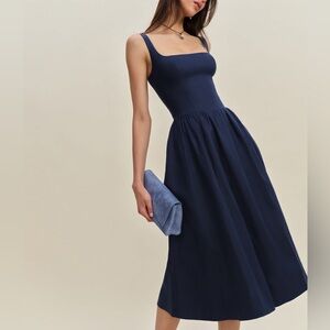 Reformation Janu Blue Linen Midi Dress - Size 4 NWOT